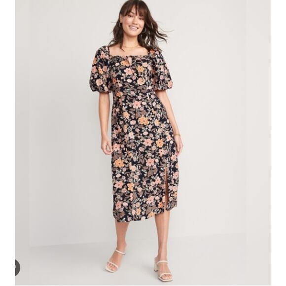 Old Navy Peasant Dress Size 4X Plus Puff Sleeve Cottagecore Floral Boho Prairie - Picture 14 of 16